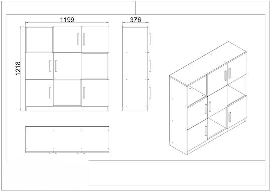 Сет За Офис 7 Бройки С Библиотеки Бели 140x60x73.8см