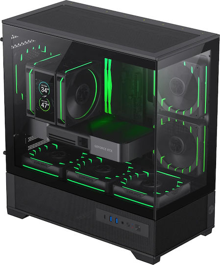 GameMax Vista 2 MB Gaming Mini Tower Computer Case with Side Window and ARGB Lighting Black