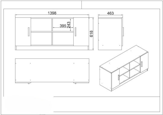 Set Colțar Birou 7 Bucăți - Nuc/Antersit 140x60x73.8cm