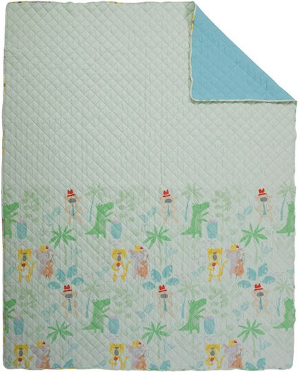 Nef-Nef Homeware Kids Quilt Single Jungle Music Green 180x240cm