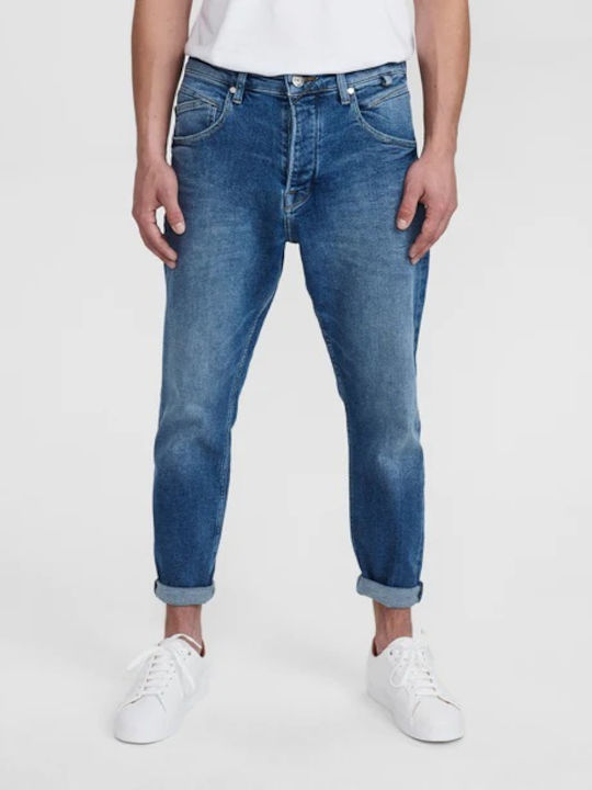 Alex K3948 Men's Elastic Jeans Pants with Slim Tapered Fit Blue K3948