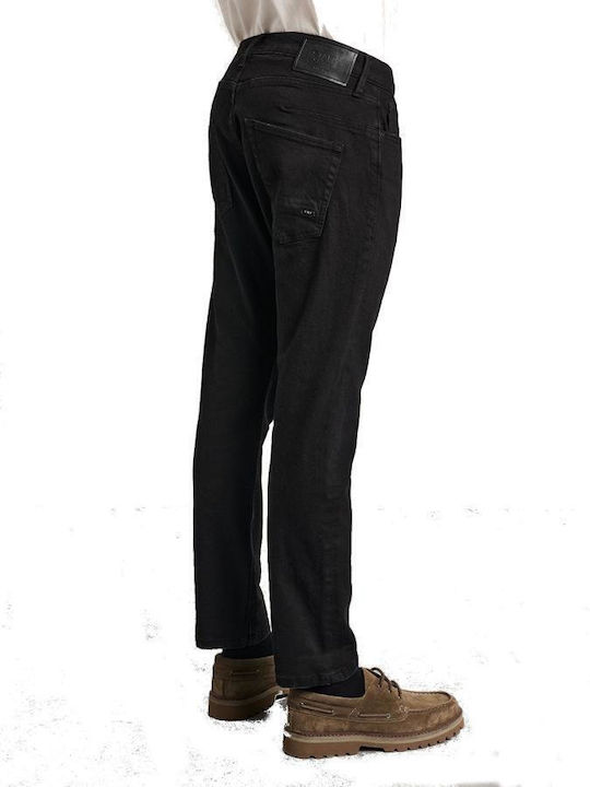 Simon Herren Jeanshose Elastisches Herrenjeans mit Schlank Gerade Anwendung Schwarz