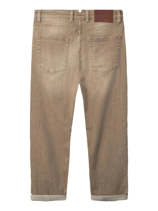 Alex Men's Jeans Pants with Regular Tapered Fit Beige