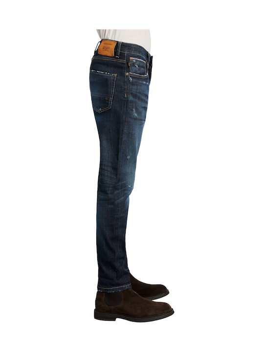 Nollan Ανδρικό Παντελόνι Τζιν Ελαστικό με Slim Tapered Εφαρμογή Navy Μπλε