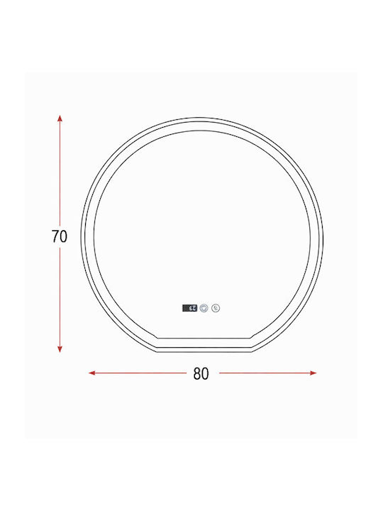 Огледало За Баня LED Touch Mirrorlux Electra S-4977 Кръгло 700x800мм