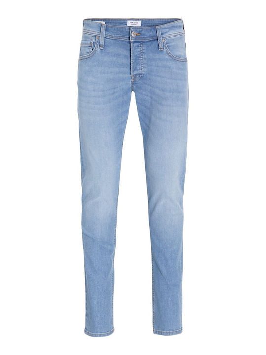 Glenn Men's Elastic Jeans Pants with Slim Fit Light Blue Denim