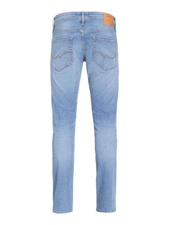 Glenn Men's Elastic Jeans Pants with Slim Fit Light Blue Denim