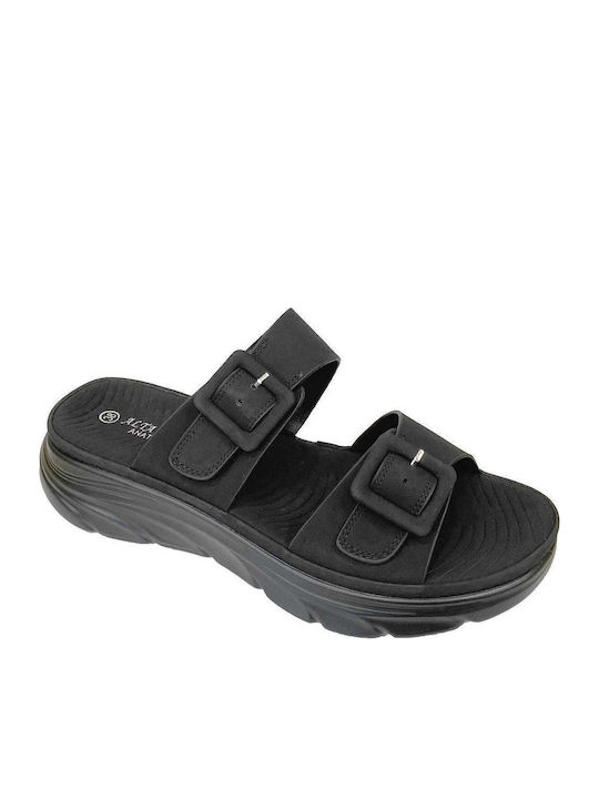 Anatomische Flatforms Damen Schwarz