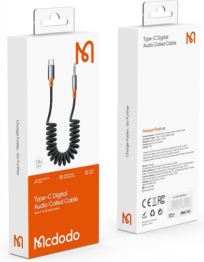 Mcdodo Usb C Aux Adapter Kabel Mini Jack 3.5 Samsung Dac Spiral Gewunden 2m