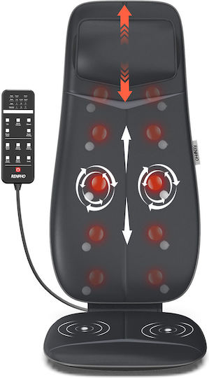 Renpho Shiatsu Massage Mat for Neck Head and Back with Vibration and Heating Function Black