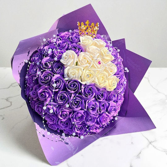 Royal Lila Blumenstrauß 101 Seifenrosen Dekorative Accessoires 40 Cm