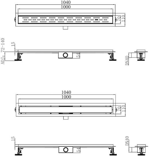 Granitan Entero 100 Cm Linear Drain Tile 1 Pc