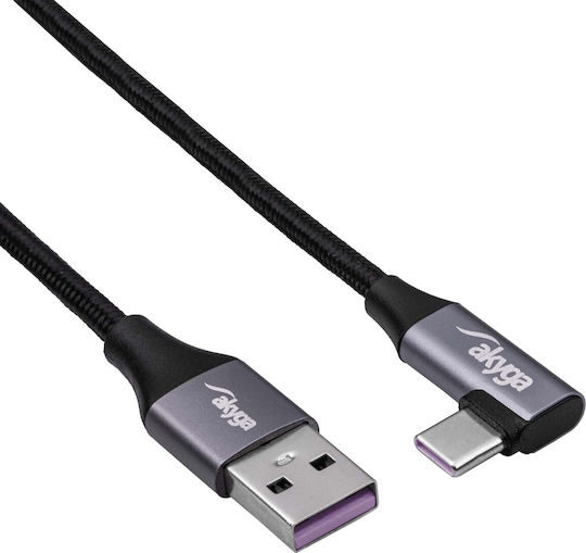 Angled Usb Type C Usb-a Cable 30 Cm Ak-usb-58 60w Braided