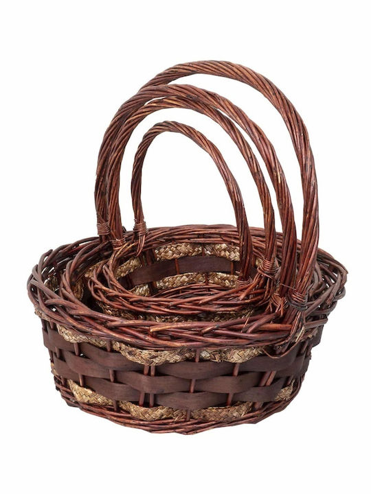 Set Coșuri Decorative Din Paie Maro 4 Bucăți