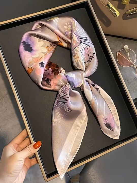 By Queen Σατέν Μαντήλι Elegant & Artistic Floral Σχέδιο