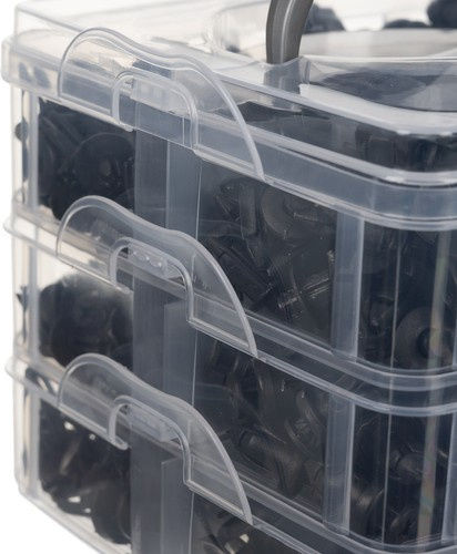 Set 620 Universal Car Clips 5 Extractor Keys 16 Types Pins 18 Different Sizes Plastic Black Storage Box