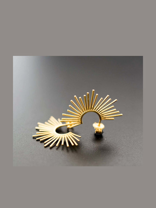 Handmade Oxidized Silver 925 Stud Earrings with Sunray Circles