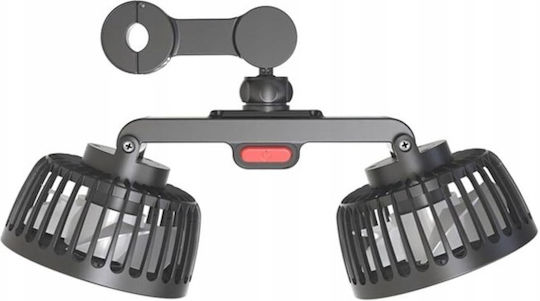 Ventilator Auto Dublu Rotire 360° 10w 5 12 24 V Alimentare Usb Cablu 180 Cm Pp 25 X 10.5 Cm Negru