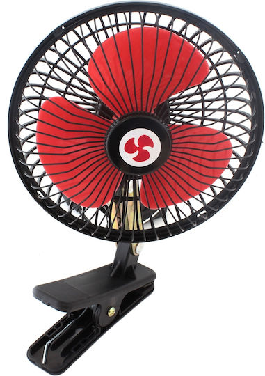 Ventilator Portabil Auto Drumeție Diametru 17,5 Cm 12v Unghi de Înclinare Reglabil Prindere cu Clemă Alimentare la Priză de Țigări Negru Roșu