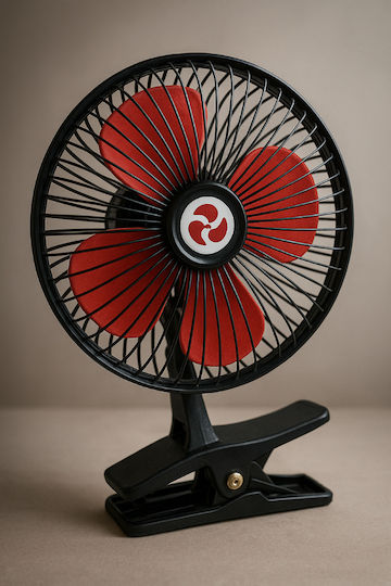 Ventilator Portabil Auto Drumeție Diametru 17,5 Cm 12v Unghi de Înclinare Reglabil Prindere cu Clemă Alimentare la Priză de Țigări Negru Roșu