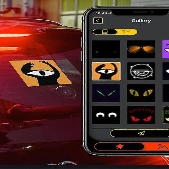 Rgb Led Дигитален Екран За Кола Текст Символ Дисплей Управление С App Захващане С Вендуза Usb 13.1 X 12.8 См