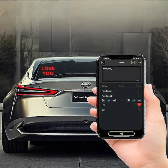 Rgb Led Дигитален Екран За Кола Текст Символ Дисплей Управление С App Захващане С Вендуза Usb 13.1 X 12.8 См