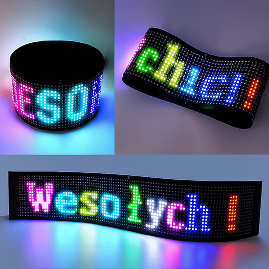 Zola Rgb Led Digital Car Screen Text Symbols Display 34 X 9 Cm App Control Remote Control Double-sided Adhesive Usb