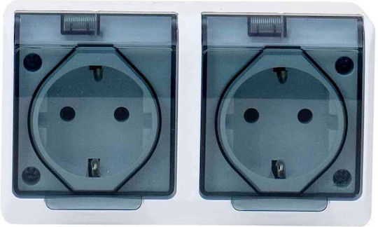 Doppelte Steckdose Mit Transparentem Deckel Hermes 16a/250v Ip44 Elpl-0325-01
