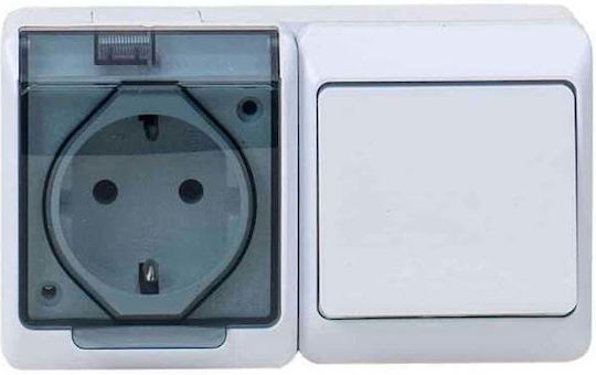 Priză Simplă Capac Transparent Plus Comutator Hermes 16a/250 Ip44 Elpl-0327-01