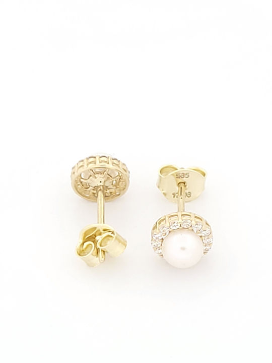 14K Gold Stud Earrings with Stones & Pearls