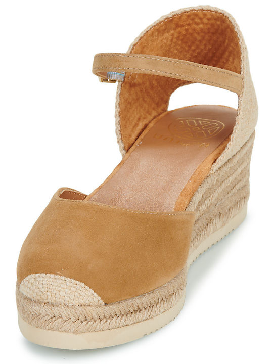 Cisca Damenplattformen in Stil Espadrilles Braune