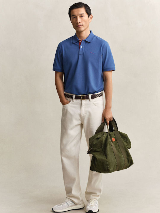 Contrast Pique Polo Herrenbluse Kurzarm Ραφ