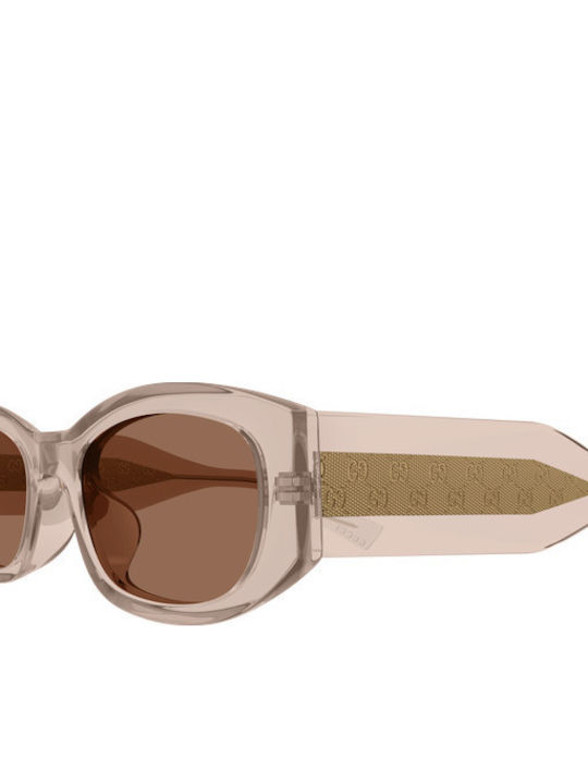 Gucci Unisex Γυαλιά Ηλίου με Μπεζ Κοκκάλινο Σκελετό και Καφέ Φακό GG2068SA 003