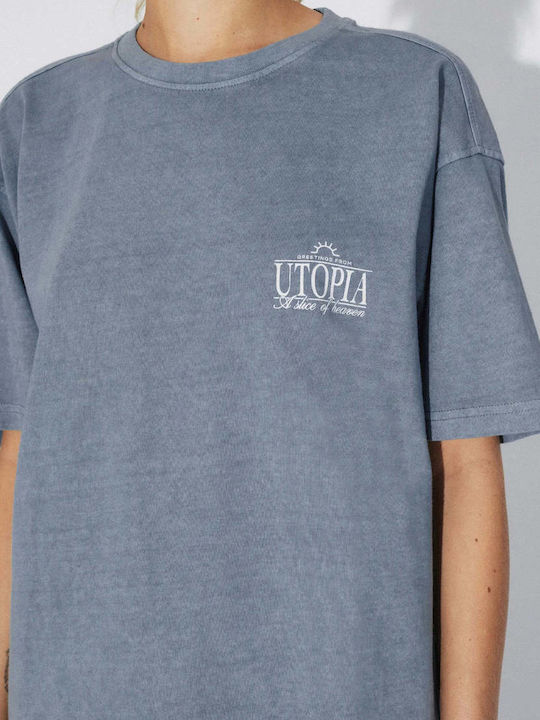 T-shirt Washed Blue Utopia