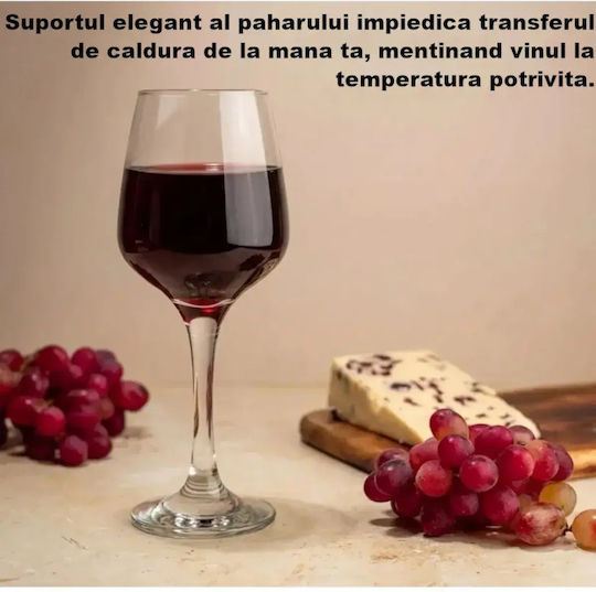 Set Pahare Pentru Vin Alb și Vin Roșu Din Sticlă Pahare Cu Picior 310ml 6 Bucăți