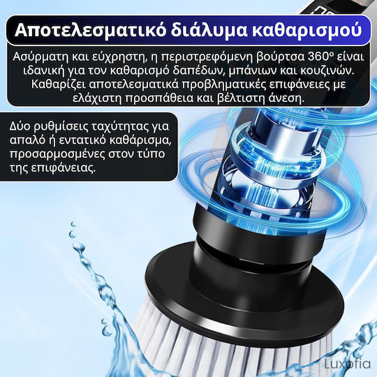 Μεταλλική Περιστρεφόμενη Βούρτσα Καθαρισμού με Λαβή Λευκή