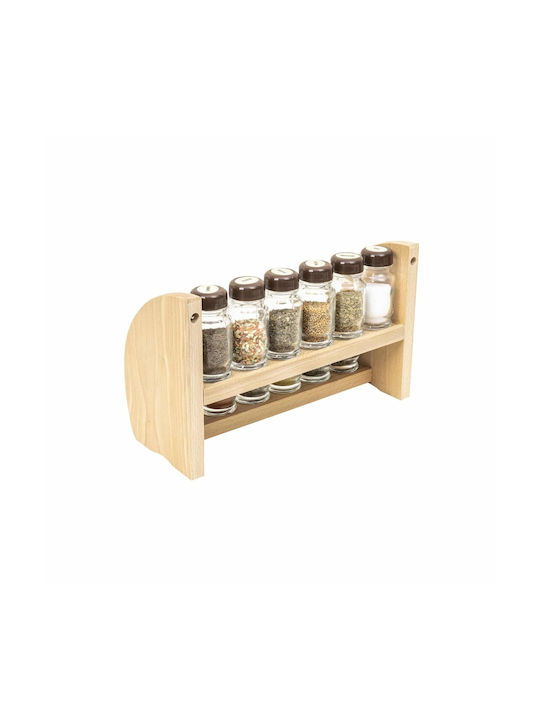 Wooden Spice Jars on Base 12 Pieces