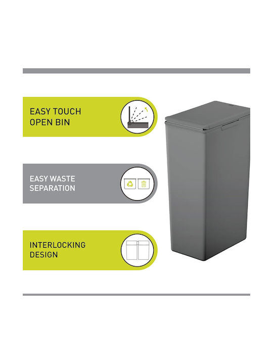 Eko Plastic Waste Bin with Photocell Gray 40lt