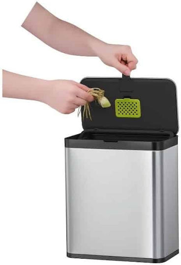 Eko Eko Waste Bin for Cabinet Made of Inox Steel with Oscillating Lid Grey 7L