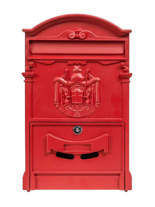 Cutie Poștală De Exterior Metalică În Culoare Roșie 41x26x9cm