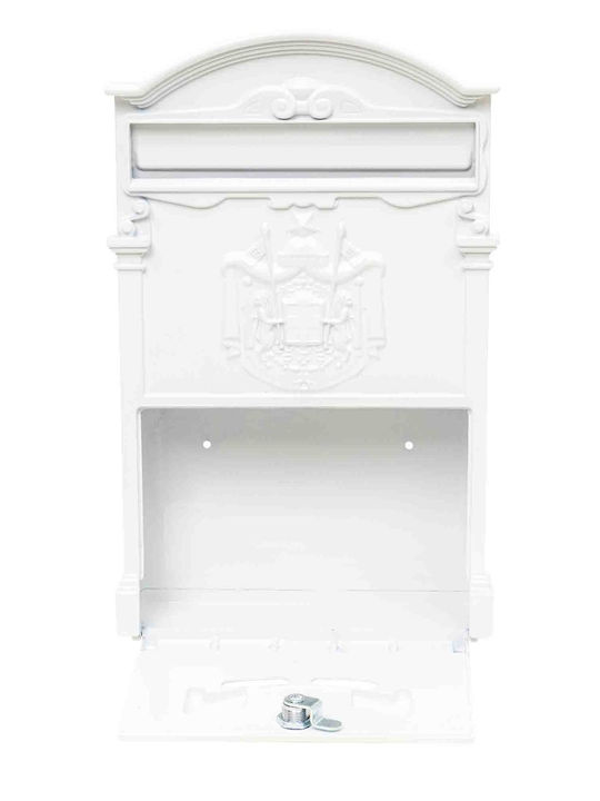 Outdoor Metallic Mailbox In White Colour 41x26x9cm