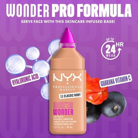 NYX Professional Makeup Make'Em Wonder Liquid Foundation 11 Classic Ivory 30ml