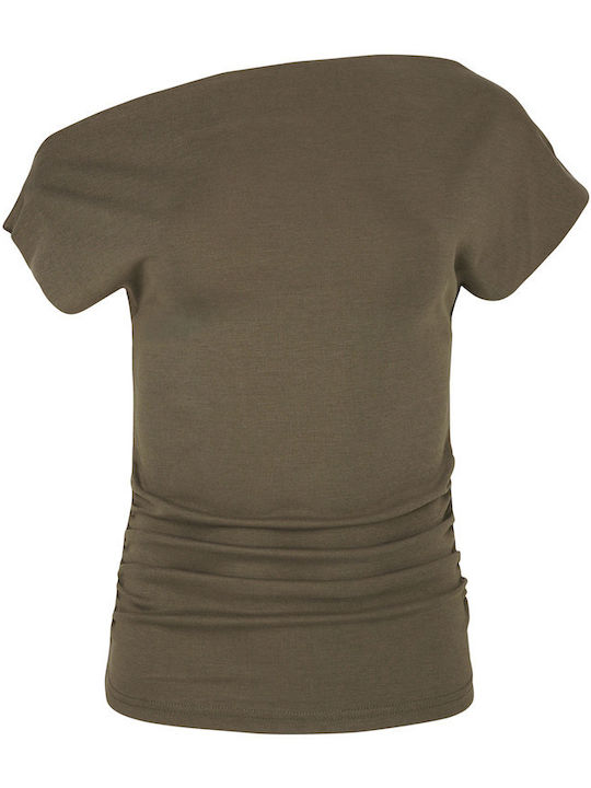 Damen Bluse Drapierung Grünes