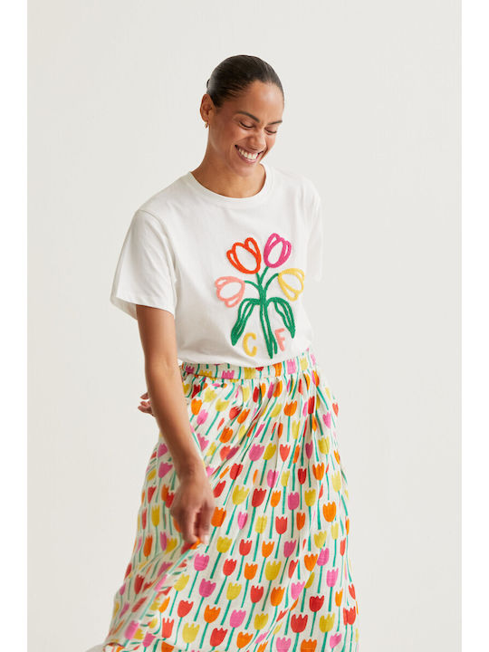 Women's T-shirt Floral White