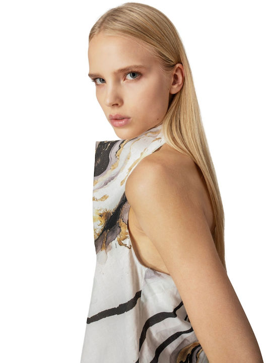 Damen Bluse Sommer Leinen Ärmellose Weiße