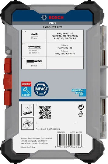 Bosch Professional Bit Set 2608521u74 20 Pieces