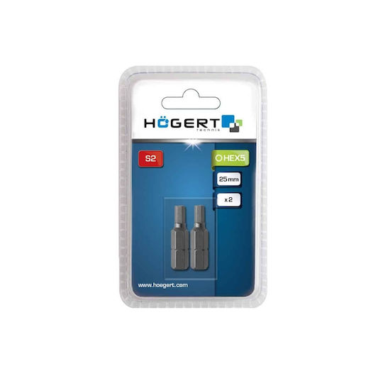 Комплект 2 Бройки Винтовертни Битове Хекс H5 25мм Hogert Ht1s345