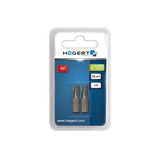 Set 2 Bucăți Biți Pentru Șurubelniță Torx T15 25mm Hogert Ht1s362