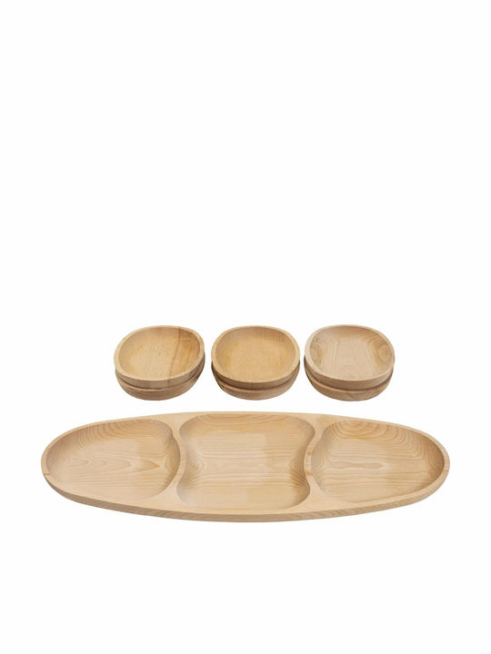 Oval Wooden Beige Serving Platter 60x28cm 7 Pieces