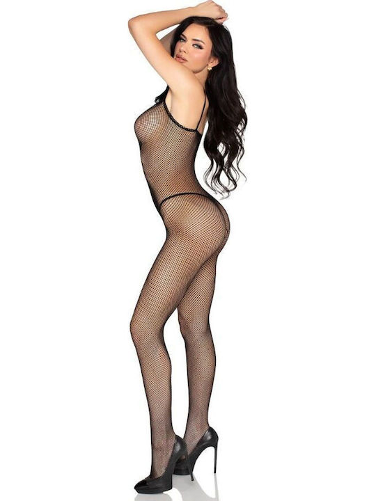 Leg Avenue Mesh Bodystocking with Open Crotch Black